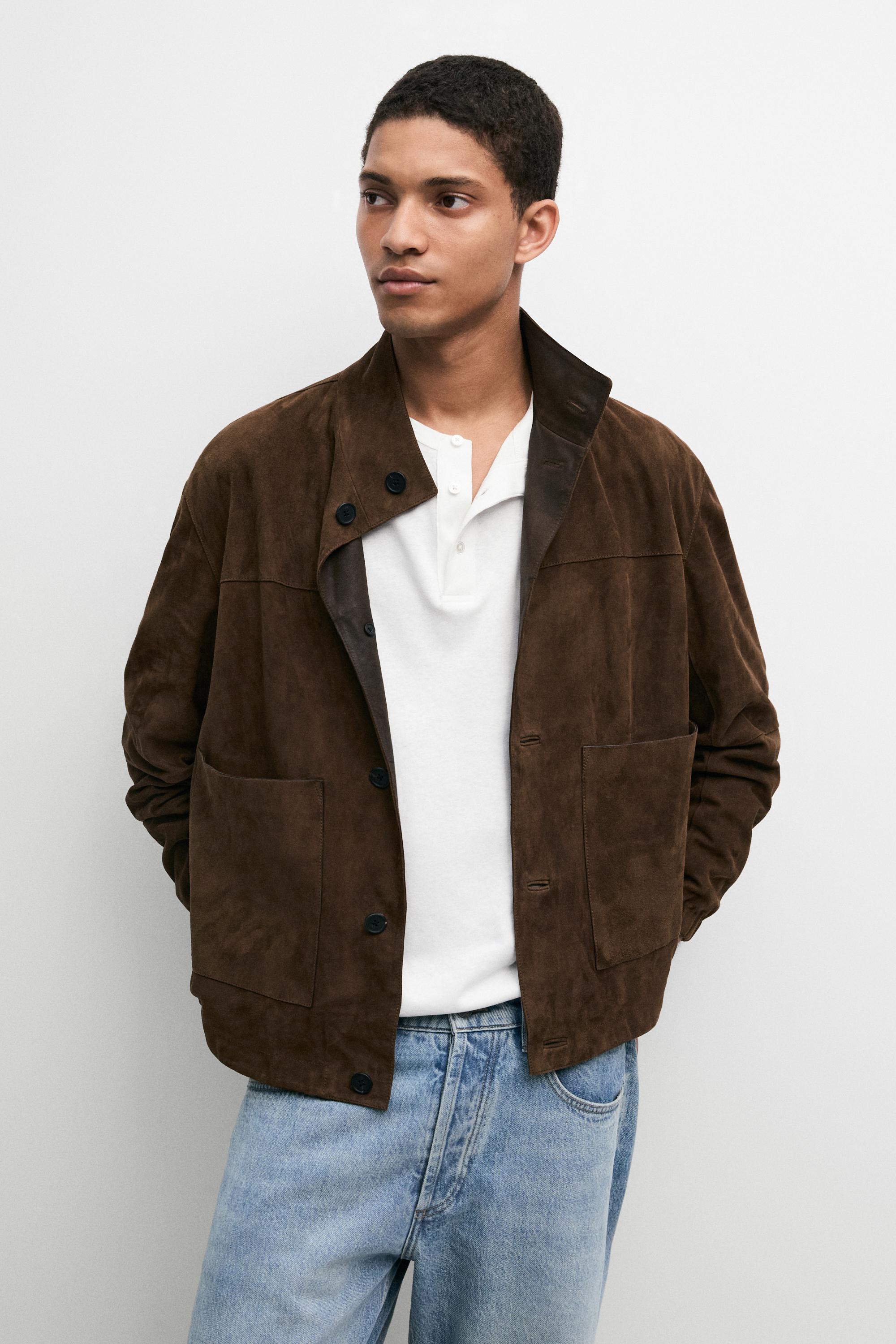 Blouson en cuir et daim